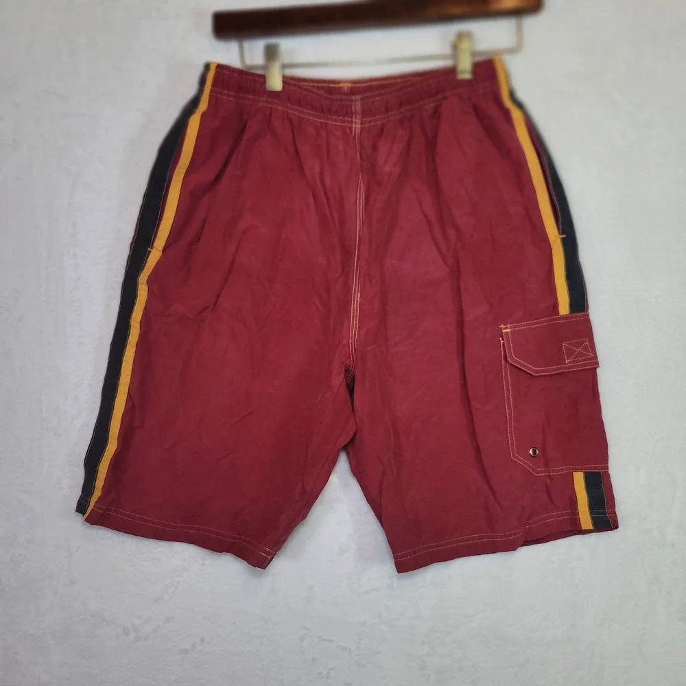 Y2K Retro Swim‎ Trunks Beach Surf Vacation Cruise Red Mens Size S